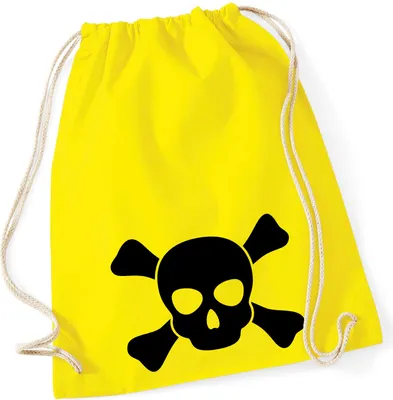 Produktbild von Huuraa Turnbeutel Pirat Totenschädel 12 Liter Yellow Baumwolle Rucksack Geschenkidee