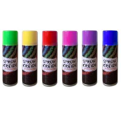 Produktbild von 6er Set Sprühkreide 175 ml je Dose 6 Farben Kreide Markierungsspray Kreidespray Sprüh Kreidefarbe
