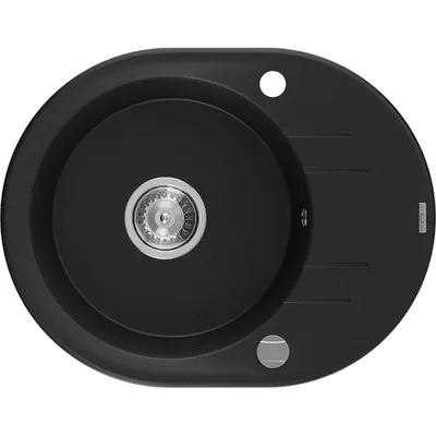 Obrázek produktu pro Mexen Kevin 1-miskový granitový dřez s odkapávačem 586 x 458 mm, Černá, sifon Chromovaná - 6517581005-77