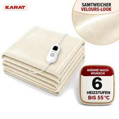 Productafbeelding van Elektrische deken Borea met 6 warmtestanden, timer en LCD-bediening, beige, 160 x 120 cm
