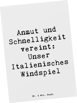 Produktbild von Mr. & Mrs. Panda Postkarte Spruch Italienisches Windspiel - Weiß - Geschenk, Fotokarte, unser, Hundeliebhaber, elegante Hunderasse, Ansichtskarte, Postkarten, Hunderassen