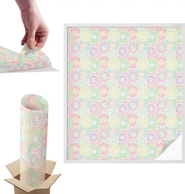 Produktbild von Buntglasfolie für Fenster – 116x100 cm – Stained-Glass-Fensterfolie, dekorativ & blickdicht – Selbstklebende Glasdekorfolie im Buntglas-Design – UV-Schutz, leichte Montage, Fensterdekoration – Bunte Mandalas
