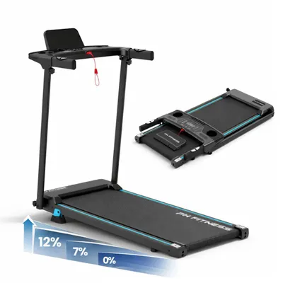 Zdjęcie produktu dla Składana bieżnia PH Fitness SmartRun do użytku domowego – prędkość 12 km/h – silnik o mocy 3,0 KM – 12 programów – Bluetooth FitShow – czujnik tętna – nachylenie 7–12% – 130 kg