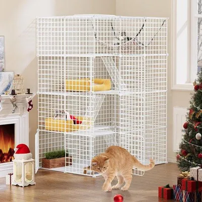 Obrázek produktu pro Kočičí domeček, bílý, 107 x 72 x 142 cm, pro vnitřní i venkovní použití