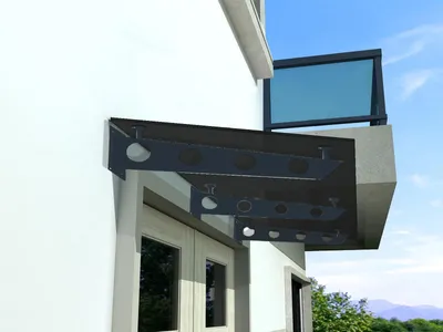 Produktbild von BuyLando (3S) 250x90 cm Grauglas Glasvordach inkl. Edelstahlhalter RAL 7016