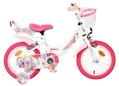 Productafbeelding van Volare Unicorn Kinderfiets - Meisjes - 14 inch - Wit - Twee handremmen