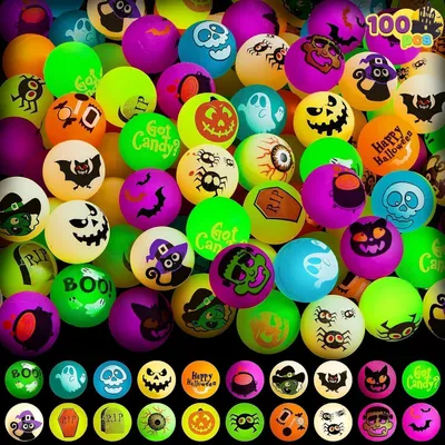 Zdjęcie produktu dla JOYIN 100 sztuk Halloween świecące w ciemności kulki 32mm Halloween party bouncy ball