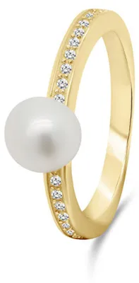 Obrázek produktu pro Elegantní pozlacený prsten s pravou perlou RI055Y – obvod: 60 mm