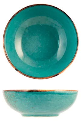 Produktbild von H&h 6er Set Reaktiver tiefer Teller, blau, 16,5 cm