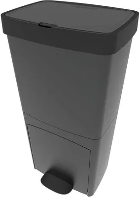 Image de Poubelle de cuisine tri sélectif verticale 70 litres PICEA Gris double compartiment