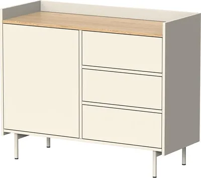 Image de Commode avec tiroirs Vicco Velina Crème 100x82cm avec 3 tiroirs et 1 porte, Model 56425