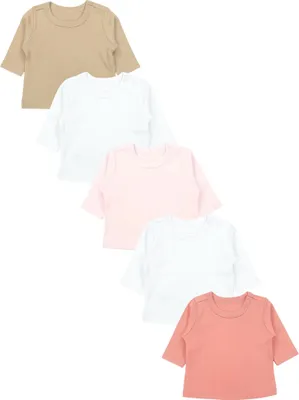 Produktbild von TupTam Baby Mädchen Langarmshirt Gestreift 5er Set, Farbe: Beige_Weiß_Pink, Größe: 50