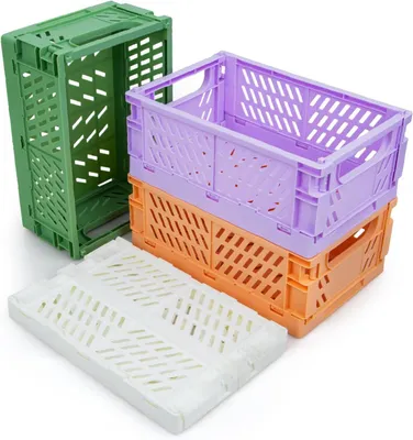 Produktbild von Aufbewahrungsboxen, faltbar - Klappbox-Set - zur Organisation im Haushalt - stapelbar, platzsparend - 4 Stück, 25 cm - mehrfarbig