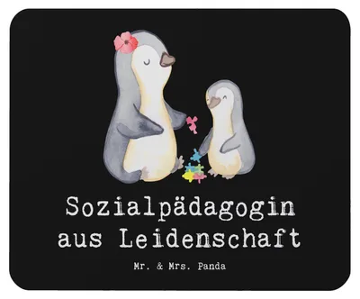 Produktbild von Mr. & Mrs. Panda Mauspad Sozialpädagogin Leidenschaft - Schwarz - Geschenk, laptop, mousematte, Mousepad, Mouse Pad