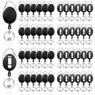 Produktbild von Ausziehbare Badgehalter 69 cm - 50 Stück - Kartenhalter - Schlüssel Jojo - Schwarz