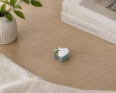 Image de Lot de 30 petits miroirs en forme de cœur (3x30 mm, argent)