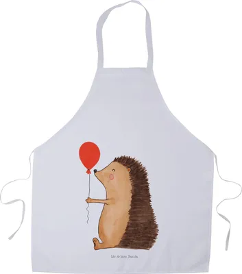 Produktbild von Mr. & Mrs. Panda Schürze Igel Luftballon - Weiß - Geschenk, Happy Birthday, Herzlichen Glückwunsch, Geburtstag, Kellnerschürze, Grillmeister-Schürze, Ballon, Latzschürze