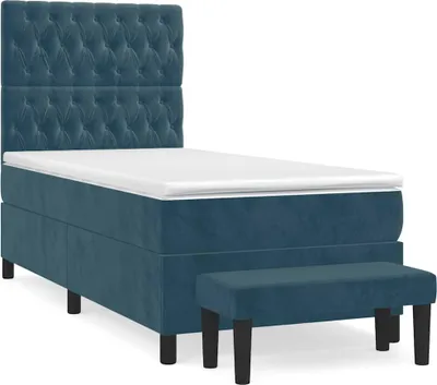 Produktbild von vidaXL Boxspringbett mit Matratze Dunkelblau 90x190 cm Samt