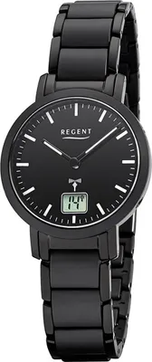 Produktbild von Regent Metall Damen Uhr FR-266 Analog-Digital Armbanduhr schwarz Funkuhr D2URFR266