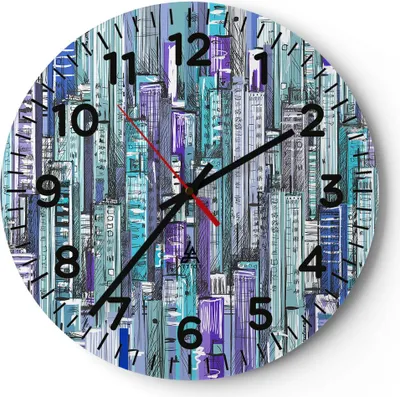 Produktbild von Wanduhr - Rund - Glasuhr - Abstraktion modern - 40x40cm - Schleichendes Uhrwerk - Lautlos - zum Aufhängen bereit - Dekoration Modern - Wanddekoration aus Glas - C4AR40x40-3857