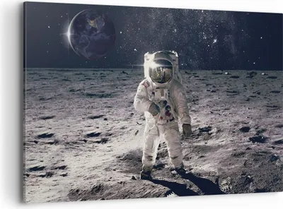 Produktbild von Bild auf Leinwand - Leinwandbild - Einteilig - Mond Erde Astronaut - 120x80cm - Wand Bild - Wanddeko - Wandbilder - Leinwanddruck - Bilder - Wanddekoration - Leinwand bilder - Wandbild - AA120x80-4882