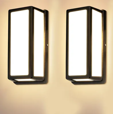 Produktbild von 2x Led Wandleuchte Schwarz Innen Außen, Moderne Aluminium Wandlampe, Wasserdicht Außenlampen Wandbeleuchtung Für Wohnzimmer Schlafzimmer Flur, 26CM
