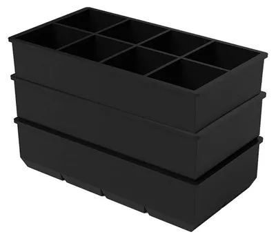 Produktbild von Eiswürfelformen mit 8 Fächern, Eiswürfelformen, Silikon-Eiswürfelbehälter mit Deckel, 3er-Pack Eiswürfelbehälter, 5 cm Eiswürfelbehälter, Bier, Cocktail, Whisky (schwarz)