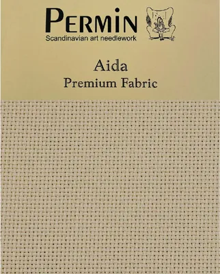 Produktbild von Permin Precut 16 ct. Aida 355 Farbe 84 Tongrau, Handarbeitsstoff für Kreuzstich 43x50 cm