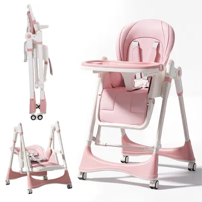 Produktbild von OYAJIA 2in1 Dining Swing Mode Baby Hochstühle, Baby-Hochstuhl Kleinkind-Esszimmerstuhl, Multifunktional Faltbar Umwandelbar mit 6 Verstellbaren Höhen