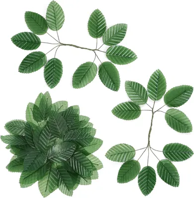 Image de Feuilles en plastique, de couleur verte, lot de 50, pour la décoration