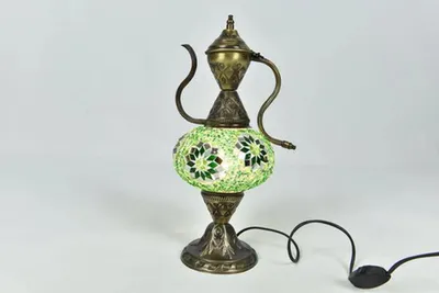 Produktbild von Handgemachte türkische Ibrik-Tischlampe grüne orientalische Karaffe Nachtlampe Stimmungslampe