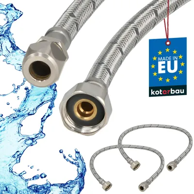 Obrázok produktu pre KOTARBAU® Sada 2 ks ohybnej hadice Vodná hadica 60 cm Pevná hadica 1/2“ x 3/8“ vonkajší priemer x stlačiteľná Pripojovacia hadica Armatúry a sanitárne hadice Vodovodný kohútik