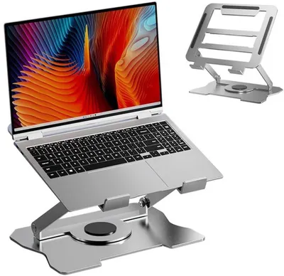 Produktbild von Ergonomische laptopstandaard mit 360-Grad-Drehfuß