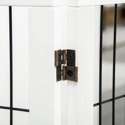 Zdjęcie produktu dla Bramka ochronna PawHut Dog Gate, wolnostojąca, z nóżkami, 185 x 71 cm, drewniana, bramka schodowa dla psa, barierka dla psa na schody, drzwi, do kuchni, korytarza, 3 panele, biała