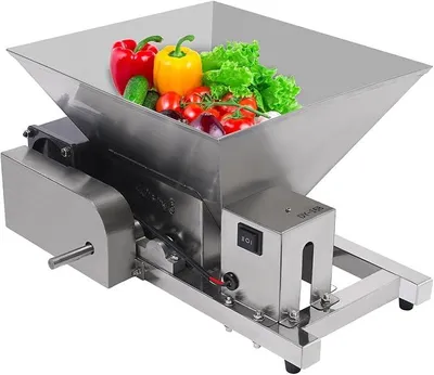 Productafbeelding van Elektrische fruitmolen 4 liter, fruitvermaler, roestvrijstalen appelpers, maïsmeelmolen 44lbs/uur, machine voor het verkleinen van fruit en brood, 60W, druivenmolen, commerciële suikerbreekmachine, fruitpers