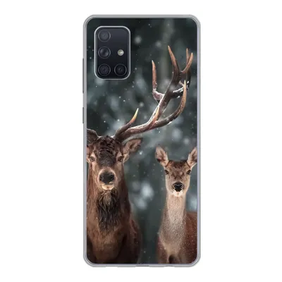 Produktbild von MuchoWow® Handyhülle Schutzhülle Hülle für Samsung Galaxy A51 5G Hirsche - Tiere - Winter - Geweih - Schnee - Natur Silikon Softcase Handy Hülle - Abbildung