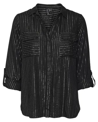 Productafbeelding van Vero Moda VMBUMPY shirt, overhemd, voor volwassenen, dames, zwart, zwart/zwart, effen