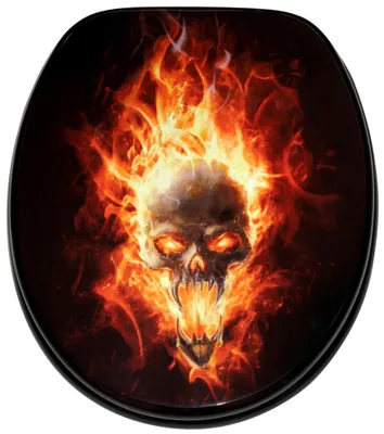 Produktbild von SANILO® WC-Sitz Totenkopf in Flammen, Toilettendeckel direkt vom Hersteller, Klodeckel, Klobrille, WC Deckel, Toilettensitz, Toilettenbrille