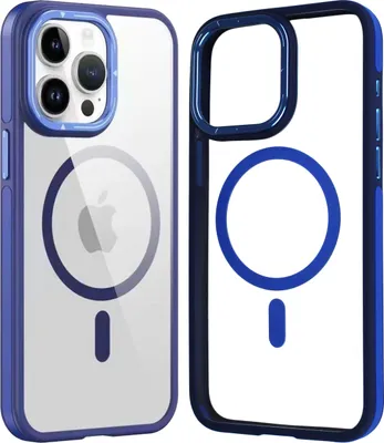 Produktbild von Wörleonline iPhone 15 Pro Hülle transparent Case kompatibel mit MagSafe Schutzhülle, Blau