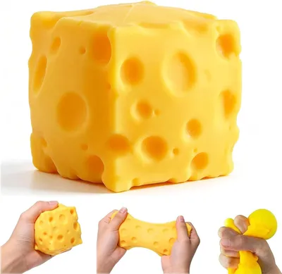 Productafbeelding van Squishy cube speelgoed - 8,5 cm - Kaas - Ultrazacht - Langzaam terugverend - Fidget-speelgoed - Jongeren en volwassenen