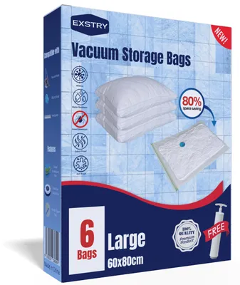 Vakuum-Aufbewahrungsbeutel 6er-Pack, 80x60 cm, transparent