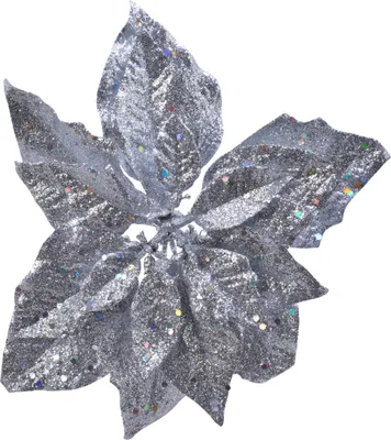 Produktbild von Weihnachtsstern Blume auf Clip 23cm silber