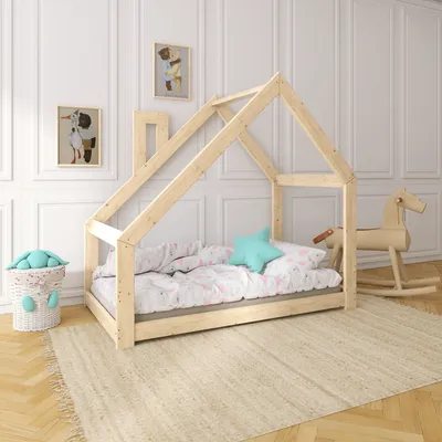 Produktbild von NeeSleep® Hausbett 90x200 cm mit Rausfallschutz und Schornstein Asymmetrisch