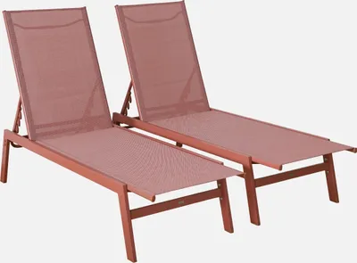 Immagine prodotto di Set 2 lettini prendisole in acciaio multiposizione, Terracotta