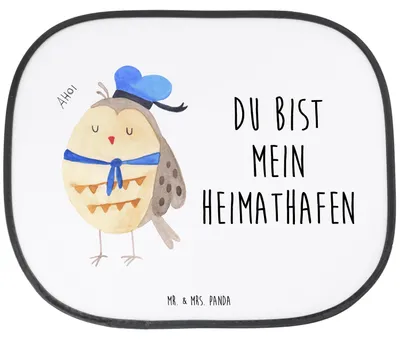 Produktbild von Mr. & Mrs. Panda Sonnenschutz Auto Eule Matrose - Weiß - Geschenk, Sonnenblende, Freundin, blendschutz, Seitenscheibe, Ehe, Heimathafen, fenster