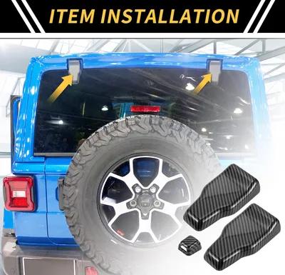 Image de 1 Ensemble De Charnières De Vitre Arrière Pour Jeep Wrangler Jl Jlu 2018-2024, Cache-Buse D'Essuie-Glace, Autocollants Décoratifs En Fibre De Carbone Abs, Noir