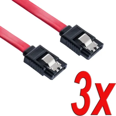 Produktbild von 3er Set | 0,5m SATA 3 Kabel Rot von JAMEGA | S-ATA 6 Gb/s High Speed SSD HDD