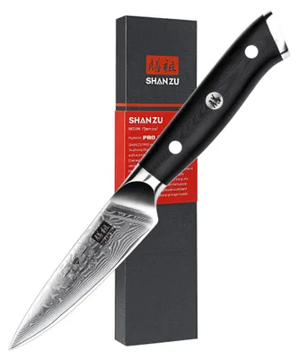 Immagine prodotto di SHAN ZU, coltello da sbucciare in acciaio damascato, coltello da verdure, 9,5 cm, piccolo coltello da cucina