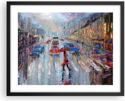 Produktbild von Gerahmtes Poster - Schwarzer Rahmen - Acryl Stadt Regen - 50x40 cm - Wand Bild - Wanddeko - Wandbilder - Kunstposter - Wandposter - Bilderrahmen - Bilder - Kunstdruck - Wandbild - P2BAA50x40-4251