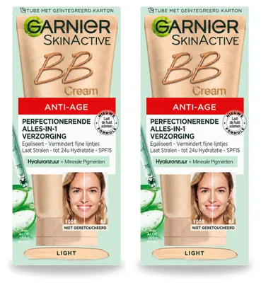 Produktbild von 2 x Garnier SkinActive Anti-Aging BB Cream Light - Getönte Tagescreme 50 ml - Vorteilspackung - 2 Stücke